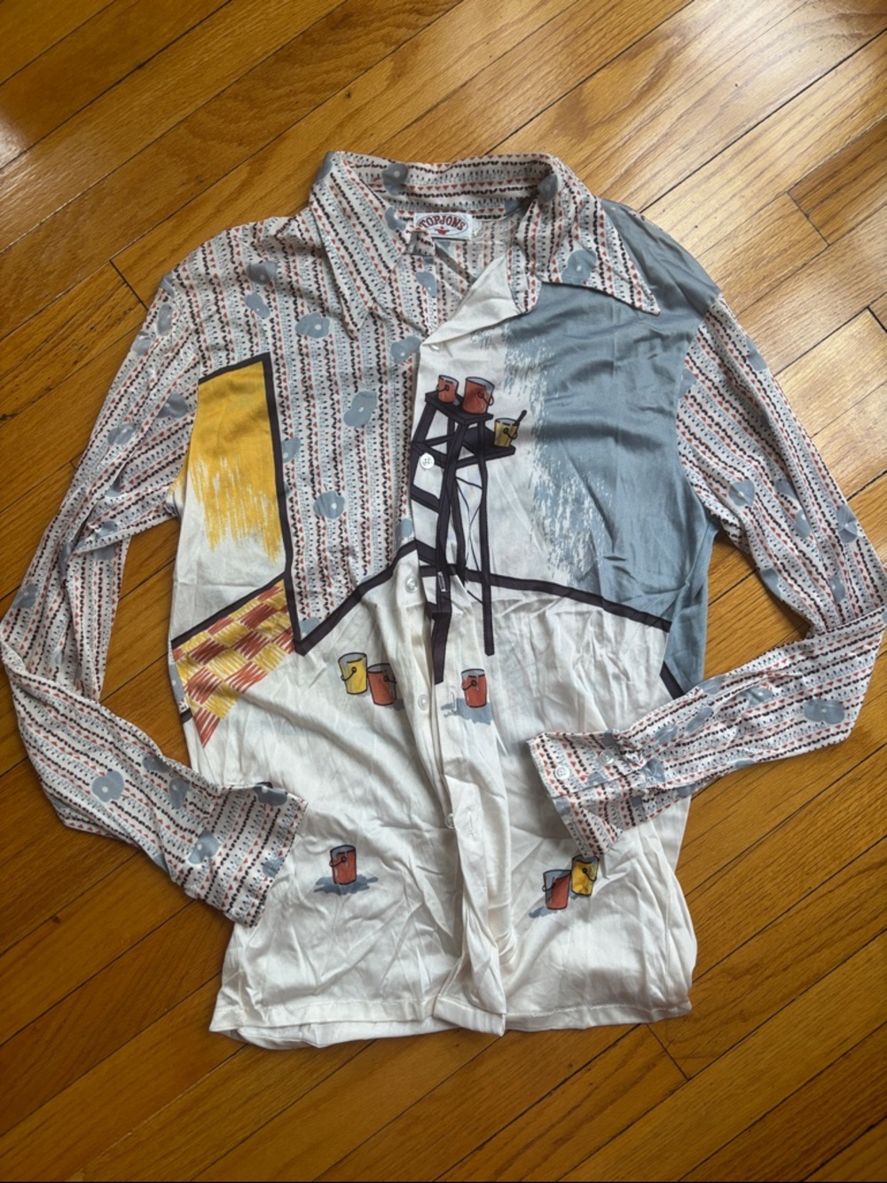 Vintage topjons paint eclectic button up